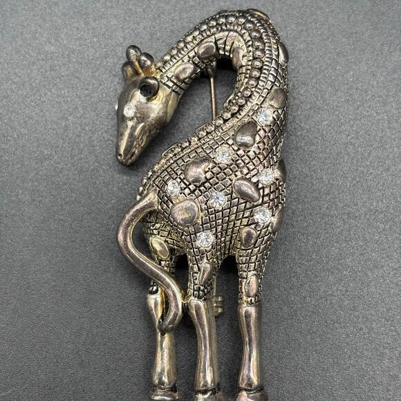 Premier Designs Jewelry - Vintage Premier Designs giraffe pin/brooch silver tone and rhinestones